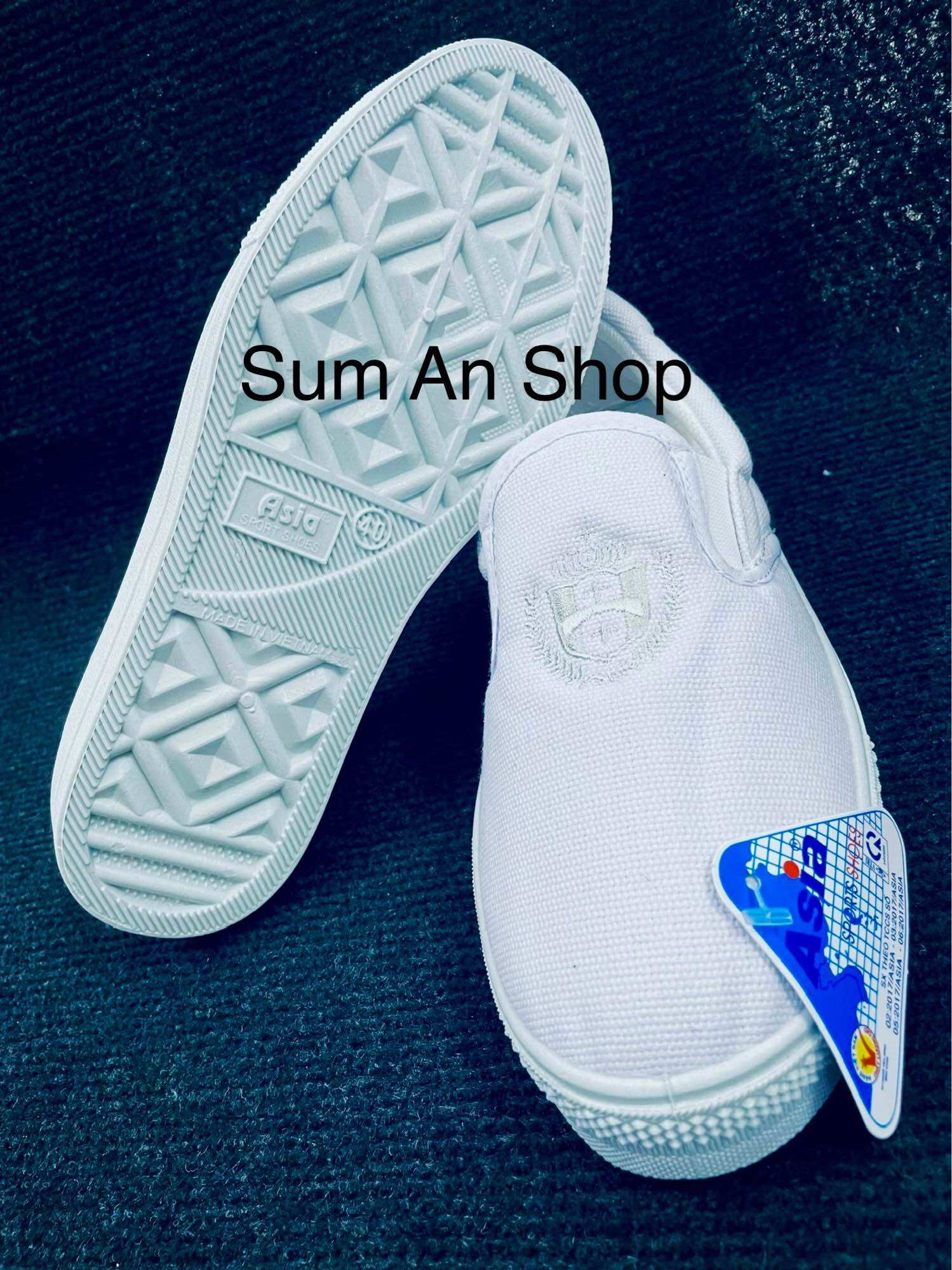 Giày thể dục lười Xỏ NAM vải TRẮNG M06 có size 44 thể thao học sinh Asia