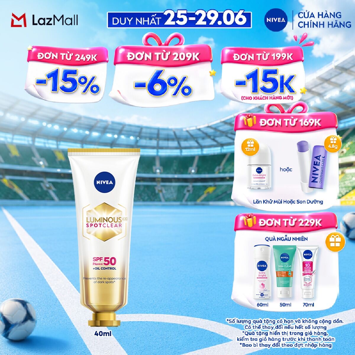 Kem Chống Nắng Dưỡng Da NIVEA LUMINOUS 630 Giúp Làm Mờ Đốm Nâu Ngăn Ngừa Thâm Nám SPF50 PA+++ (40 ml) - 89581