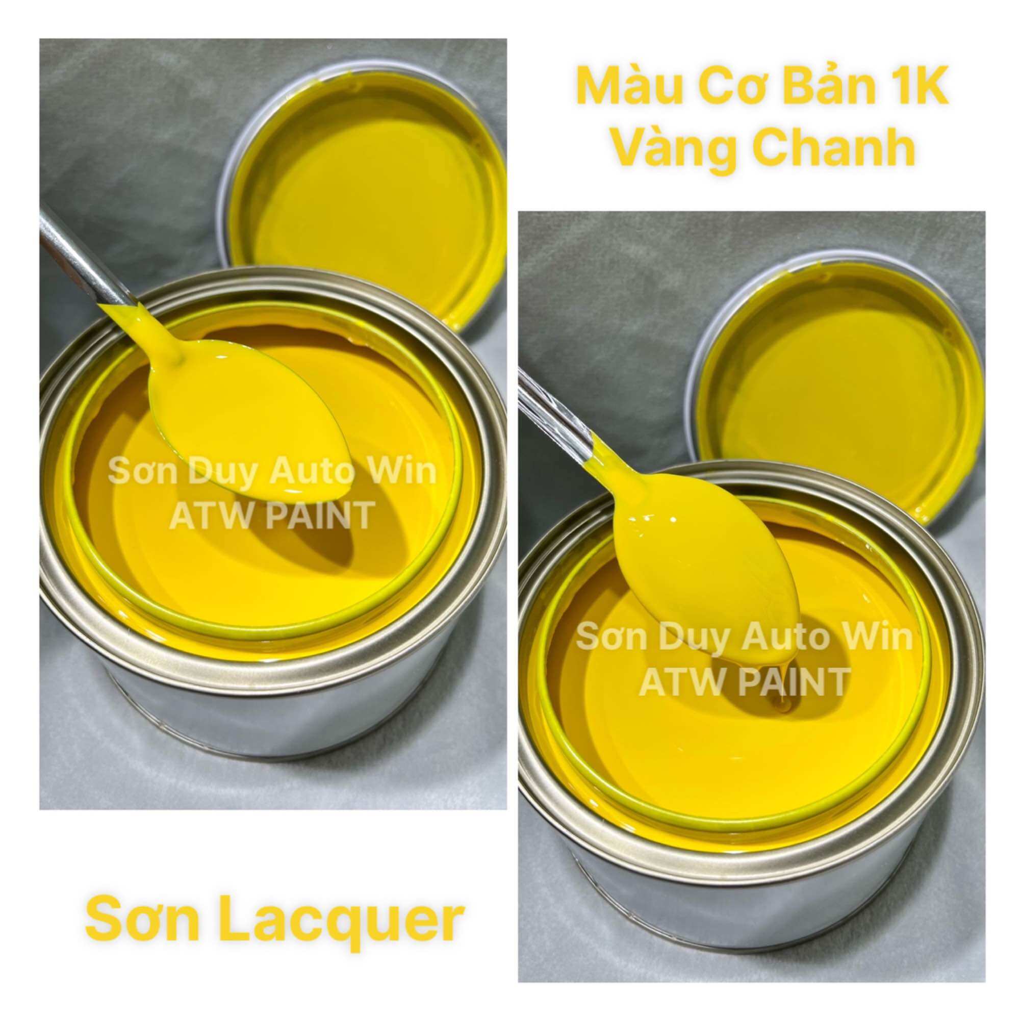 Màu vàng chanh cơ bản 1k - sơn ô tô xe máy lon 0.5kg