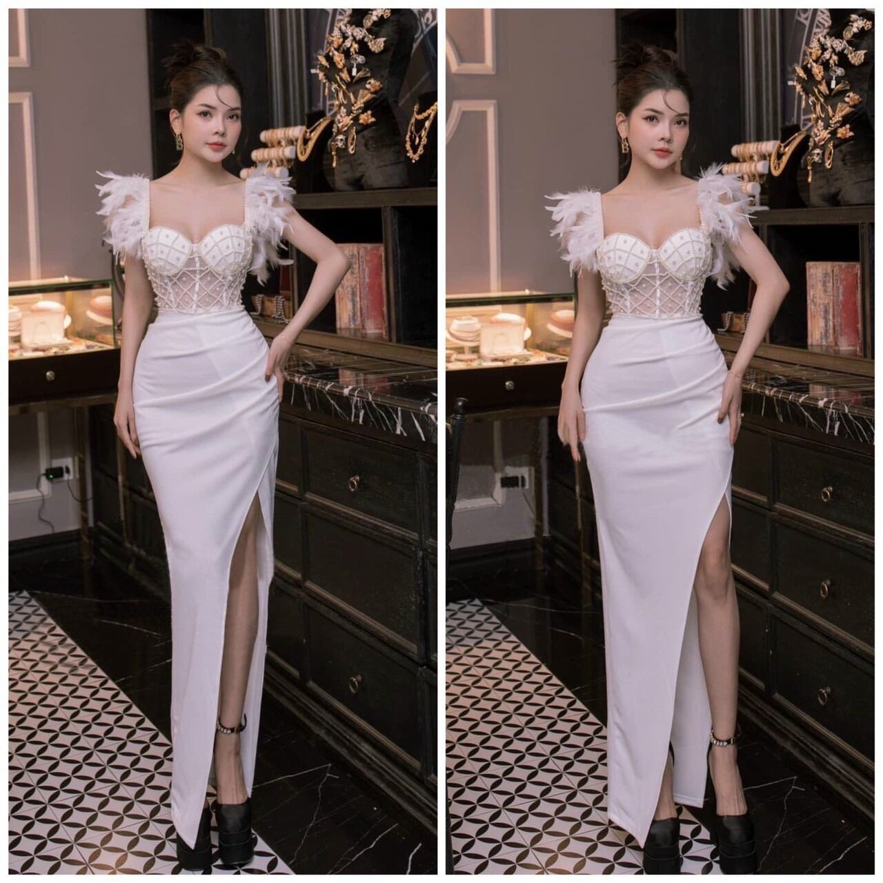 ĐẦM BODY LÔNG TUA RUA KẾT NGỌC TRAI