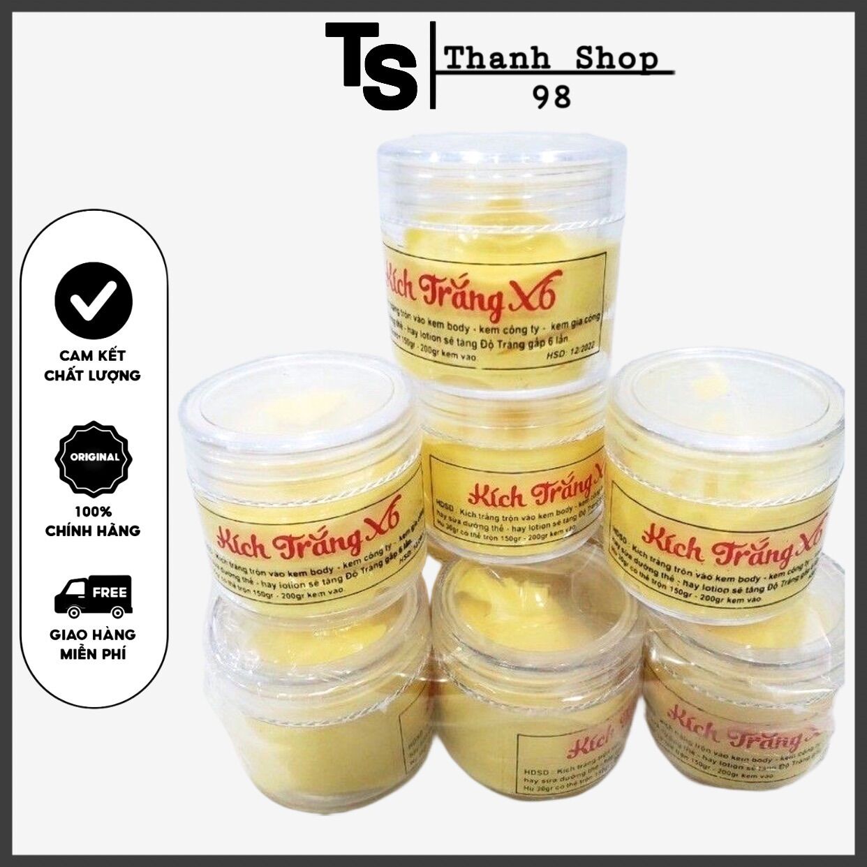 Combo 10 lọ Kích Trắng Body x6 Siêu Trắng Mạnh Trộn Kem