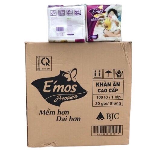 Combo 10 gói khăn giấy đa năng emos(100 tờ/gói)/khăn giấy vuông emos khổ lớn/emos chính hãng