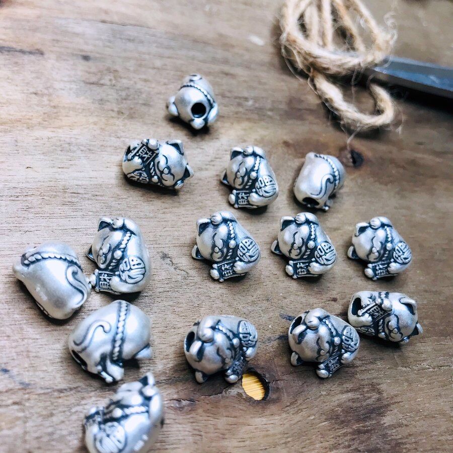 [Giá sỉ] Charm bạc mèo thần tài (3D0005)