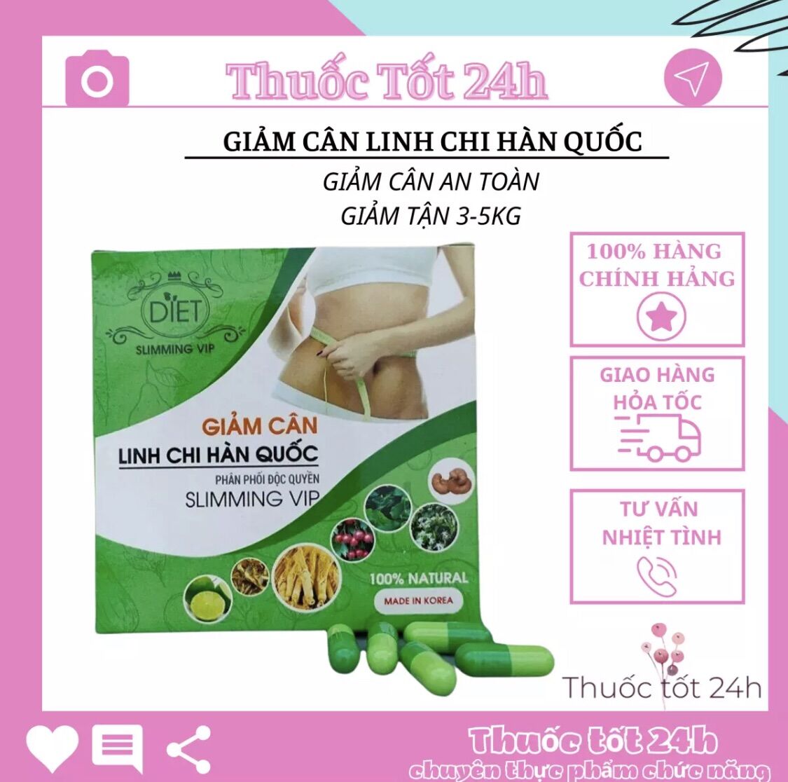 Giảm cân Linh Chi Hàn Quốc[chính~hãng]Liệu trình 30v