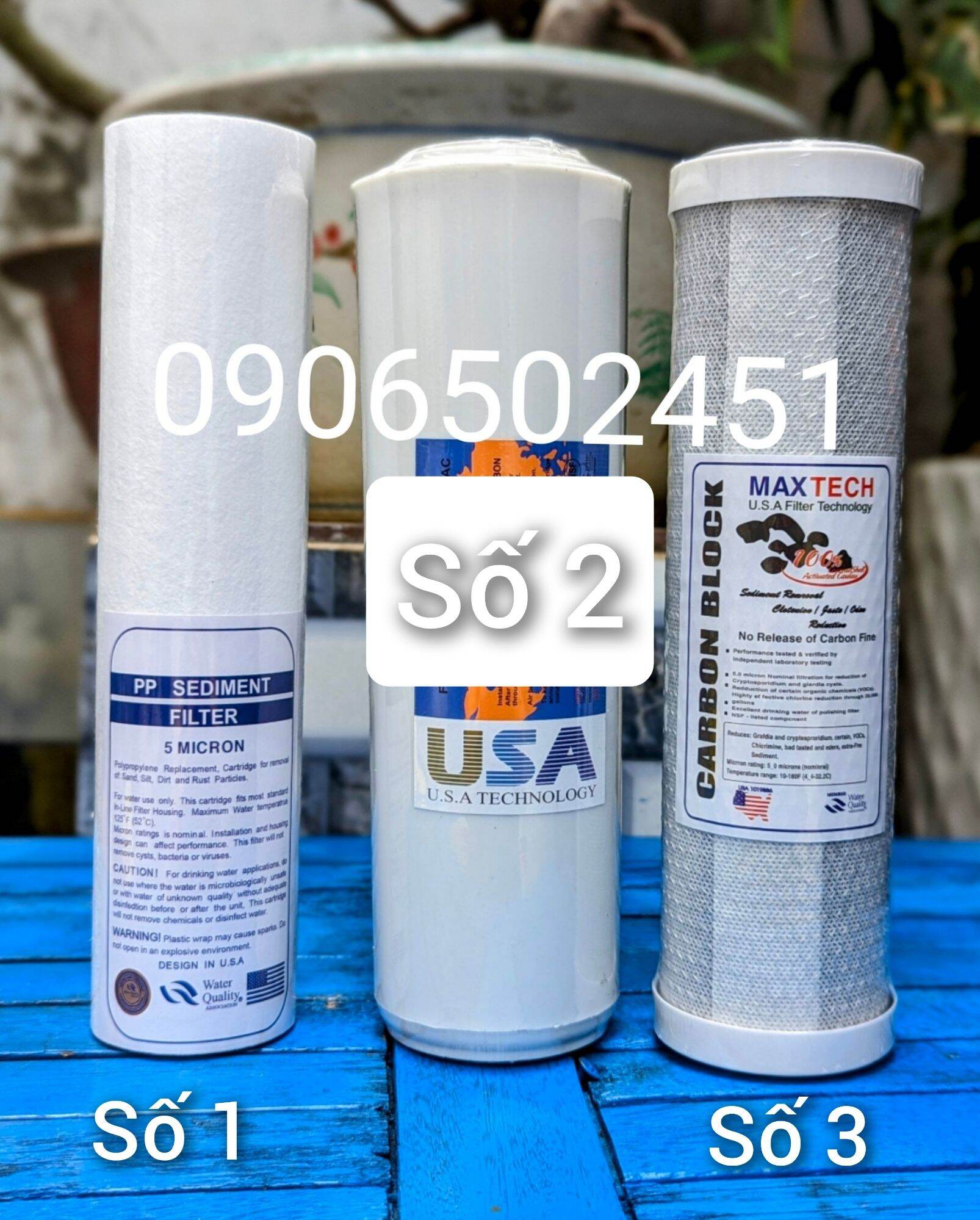 [HCM](Ảnh thật)BỘ 3 LÕI LỌC NƯỚC SỐ 1 2 3 LY 10 INCH hàng USA tem chuẩn