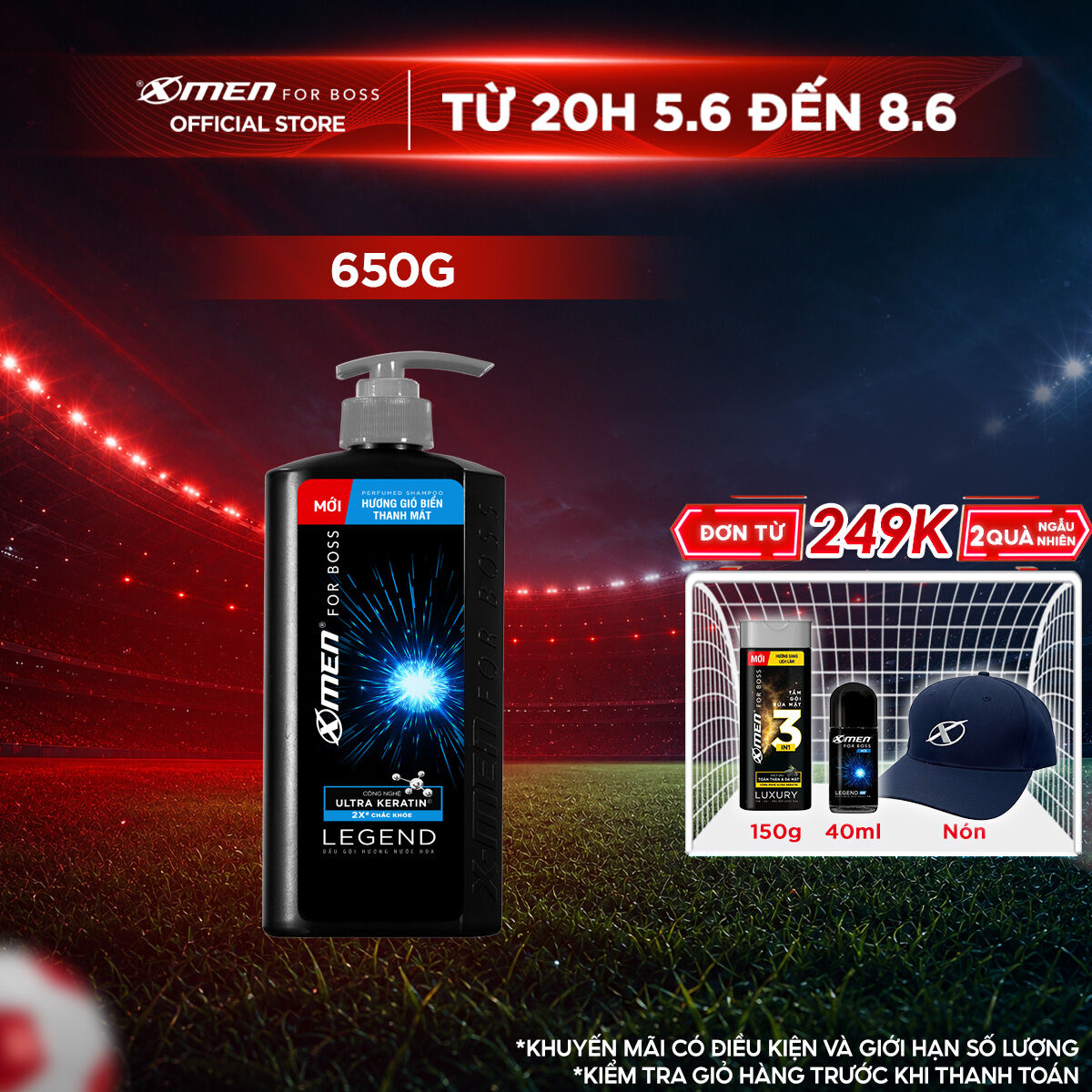 [MỚI] Dầu gội X-Men for Boss hương gió biển thanh mát Legend với Ultra Keratin© 650g