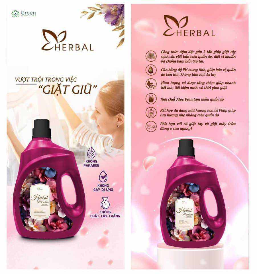 NƯỚC GIẶT HERBAL PREMIUM HƯƠNG NƯỚC HOA 3000ml
