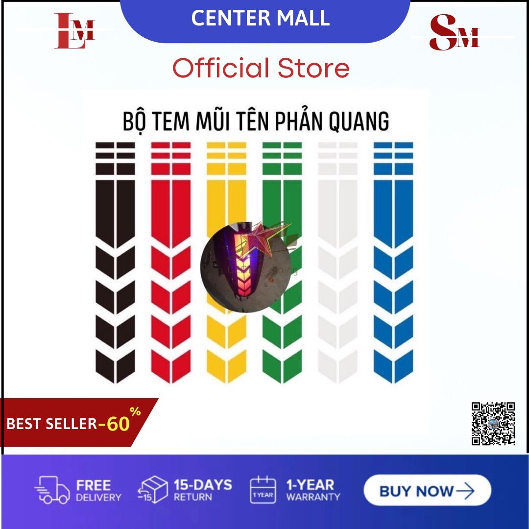 Tem decal dán dè trước - phản quang hình mũi tên trang trí xe máy ( giá 1 chiếc) chất lượng cao