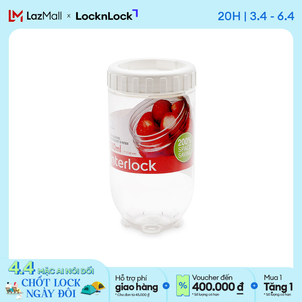 [VOUCHER LIVE 20%] Hộp nhựa đựng thực phẩm Lock&Lock Interlock -INL203W - 500ml