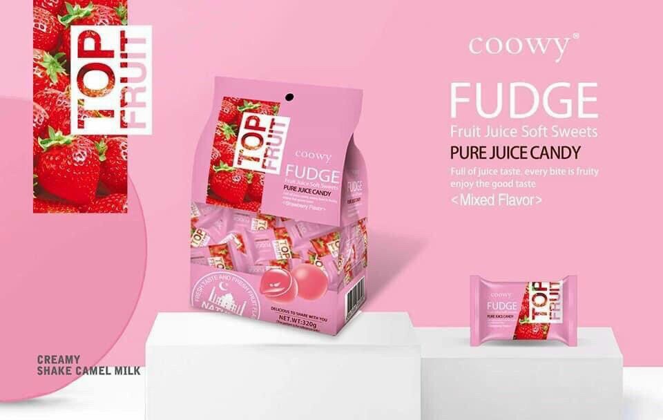 Kẹo dẻo trái cây Top Fruit gói màu hồng vị dâu 38k/ bịch