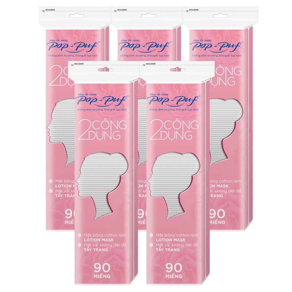 Bông tẩy trang pop puf túi zip 90 miếng