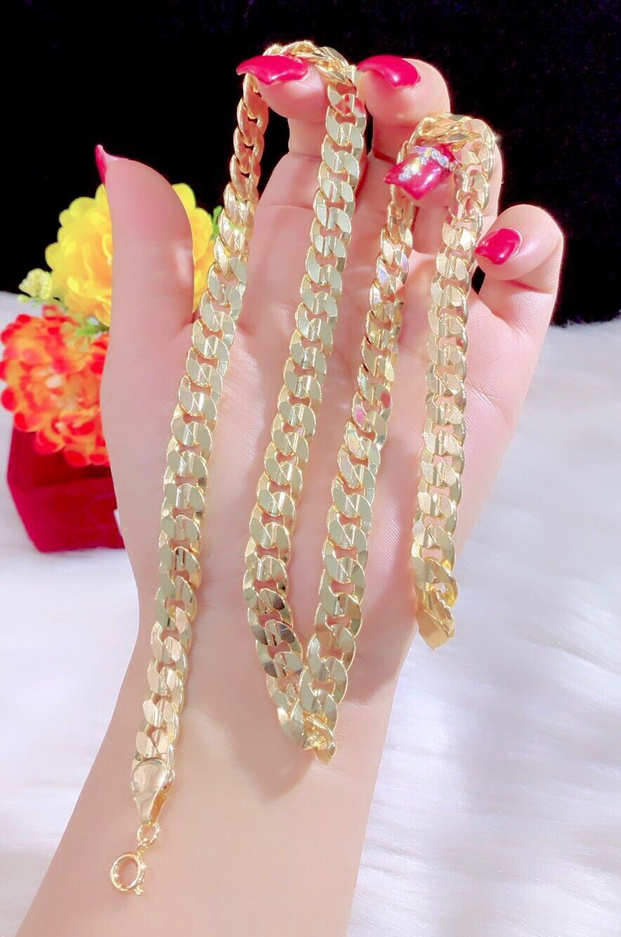 Dây chuyền nam kiểu xích mạ vàng 18k