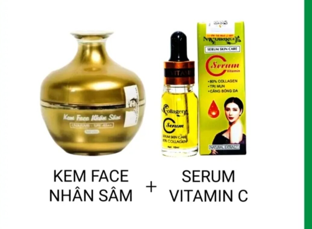 Combo gồm kem nhân sâm và serum c