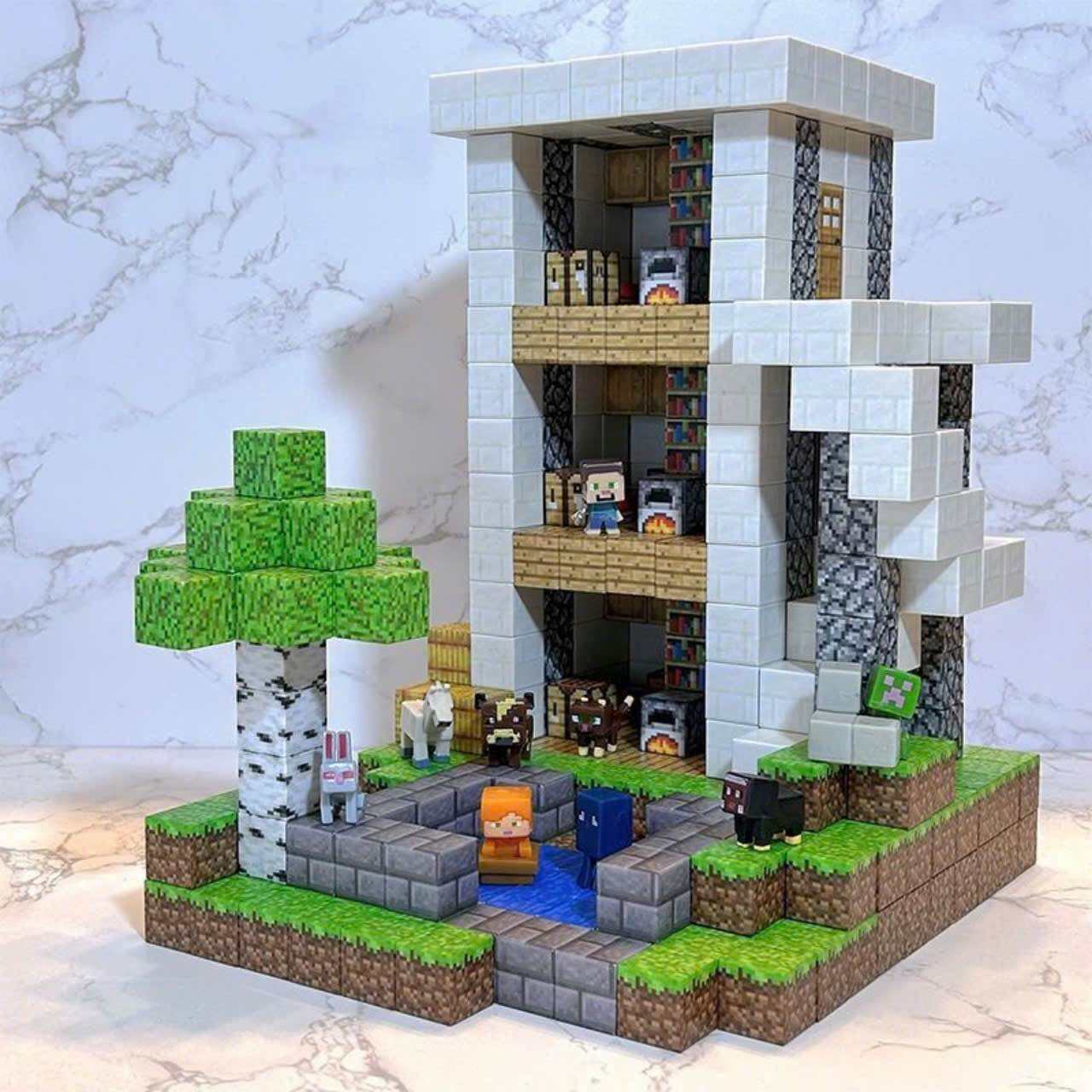 Khối Minecraft Nam Châm Đồ Chơi Mô Hình Lắp Ráp Khối Xây Dựng Từ Tính