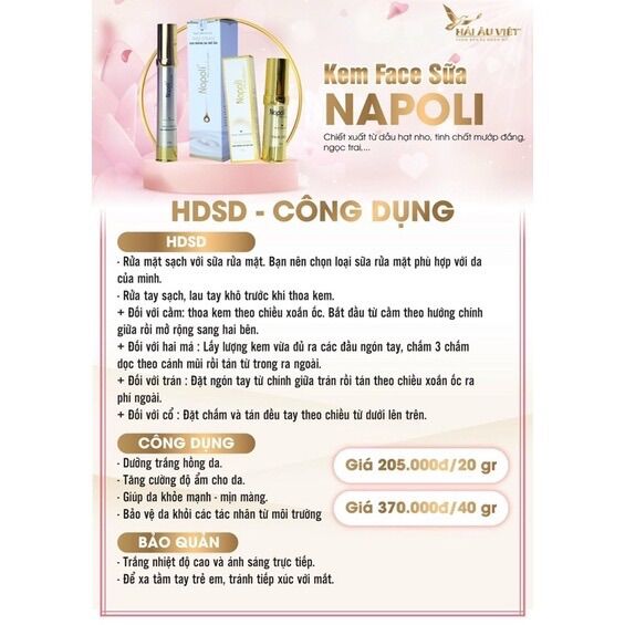 Kem Face Sữa Napoli Hải Âu Việt (cỡ to 40gam)