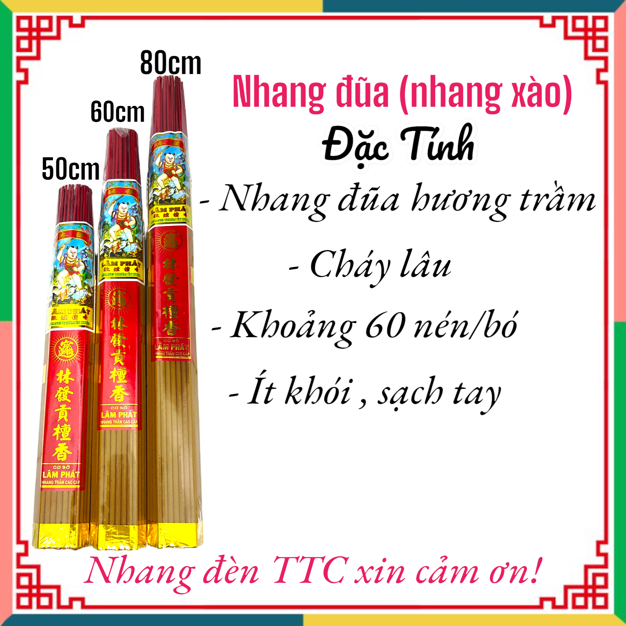 Nhang đũa nhang sào hương trầm đặc biệt 5 tấc 6 tấc 7 tấc
