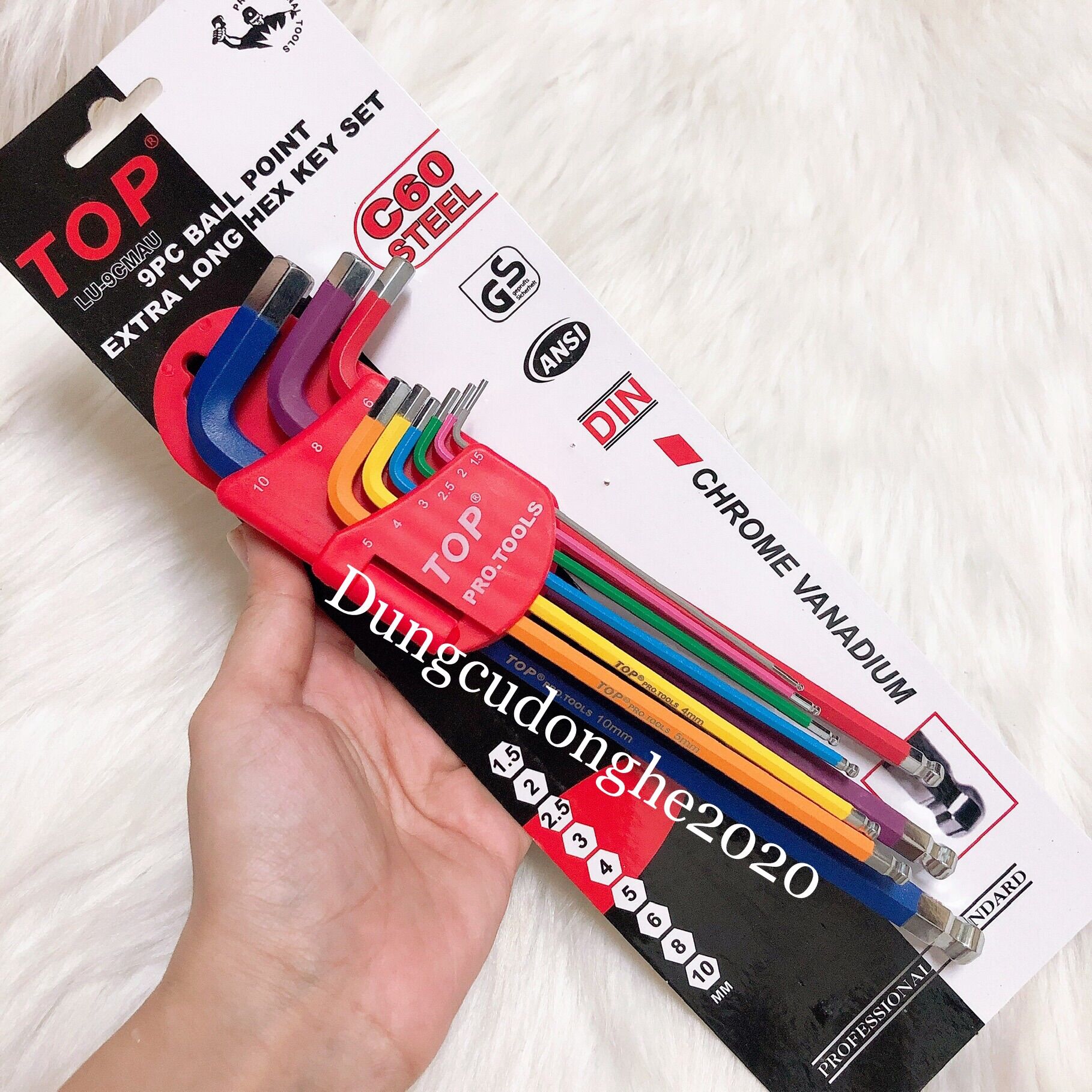 Bộ 9 cây lục giác bi top chính hãng lu-9cmau