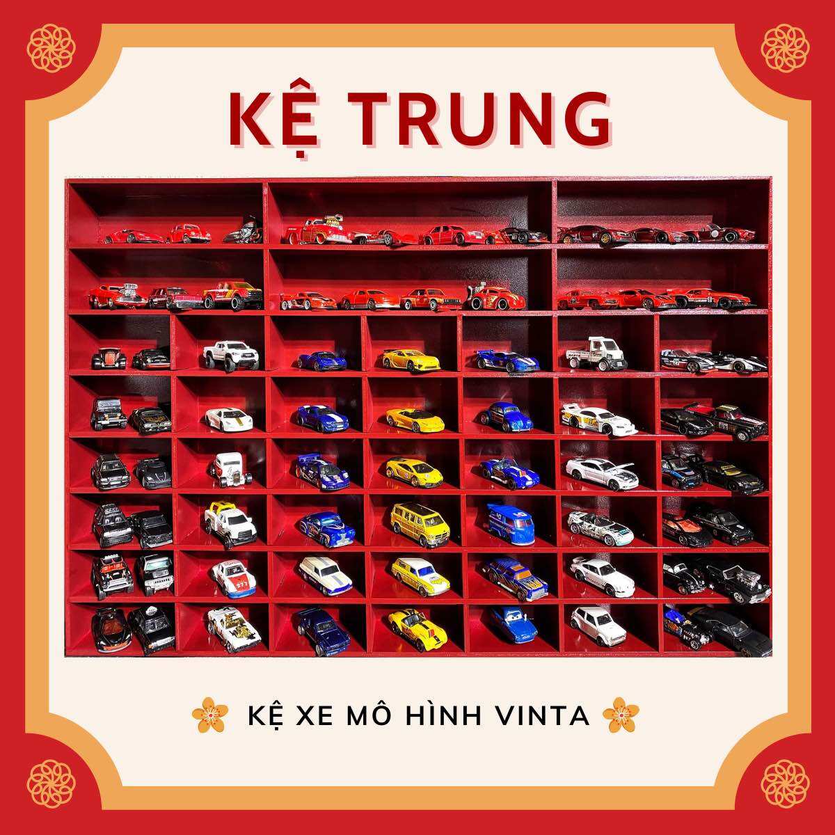 Kệ trung trưng xe mô hình hot wheels, tomica tỉ lệ 1:64