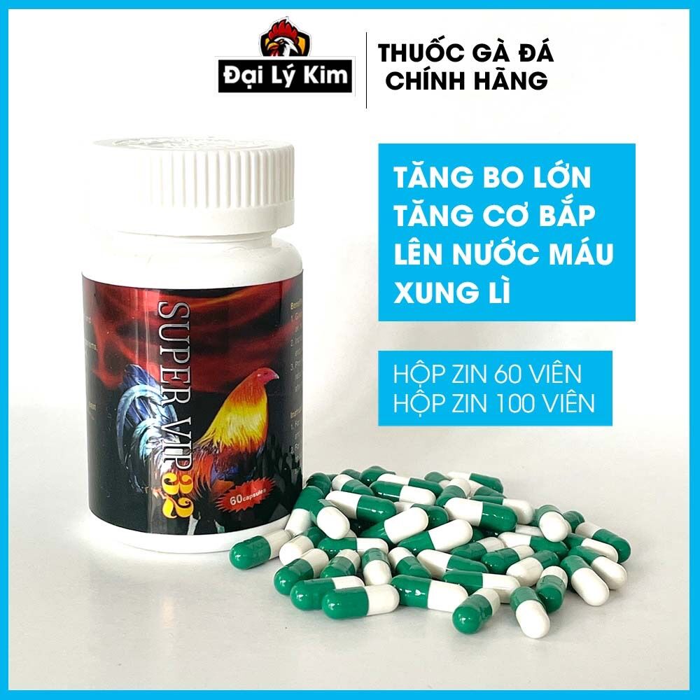 Super vip 32 nuôi gà đá tăng bo, tải cựa, lỳ đòn hủ 60 viên, 100 viên, thuốc gà đá