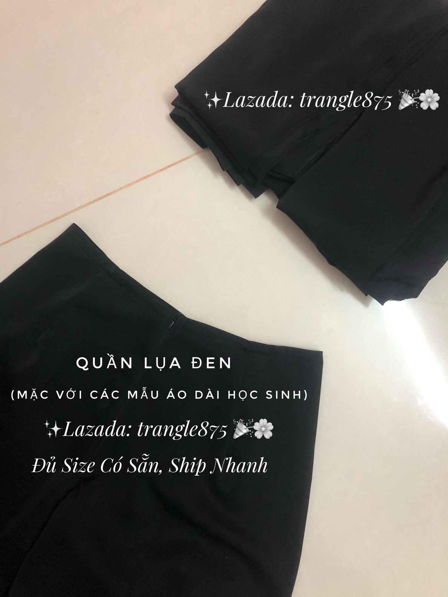 Quần Lụa Đen (Chất Lụa Mát Dày Dặn Thích Hợp Mặc Với Các Mẫu Áo Dài Học Sinh)