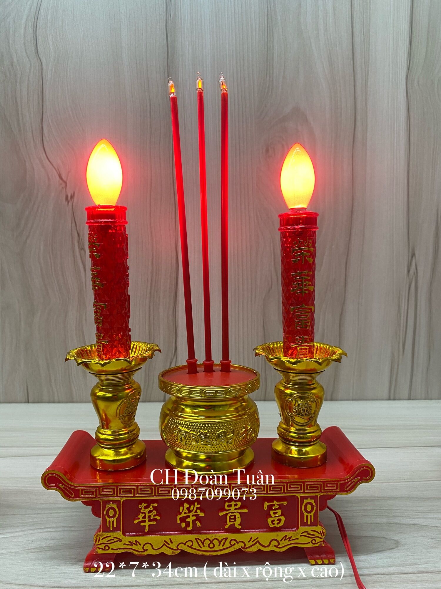 Bộ lư hương điện và đèn nến led kèm bóng - Lư hương led trái thơm