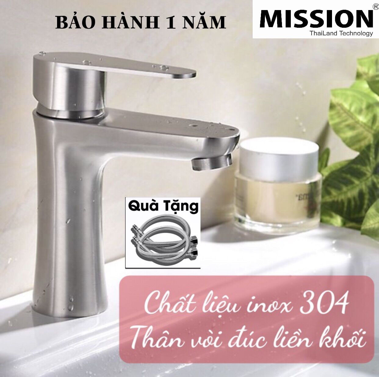 Vòi lavabo rửa mặt nóng lạnh inox 304