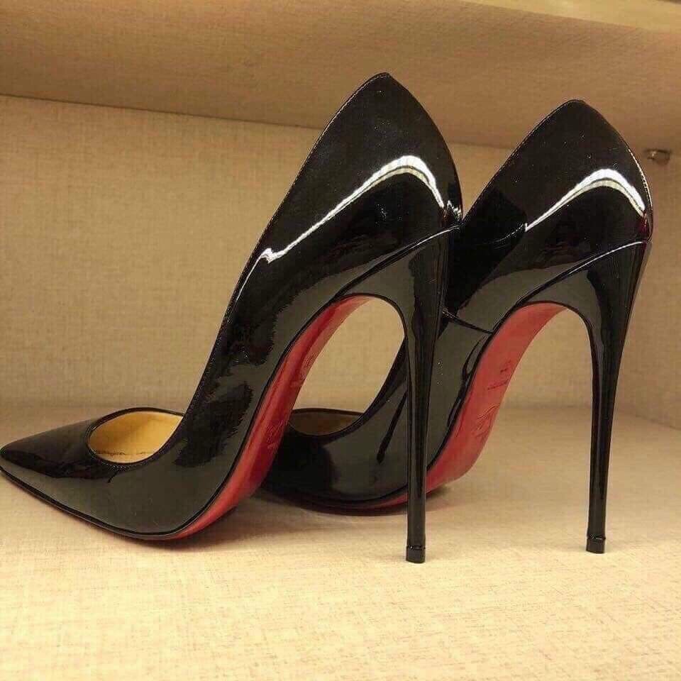 Giày cao gót màu nude da bóng 9 phân