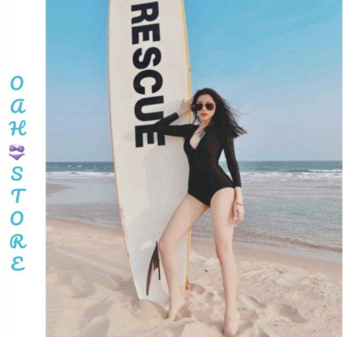 Bộ đồ bơi bikini nữ liền mảnh áo tay dài khoá kéo kín đáo