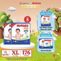 [20h 7-10.8 GIẢM THÊM 90K]  Combo 2 Gói Tã/bỉm quần HUGGIES SKINCARE MEGA JUMBO size XL84+4 miếng