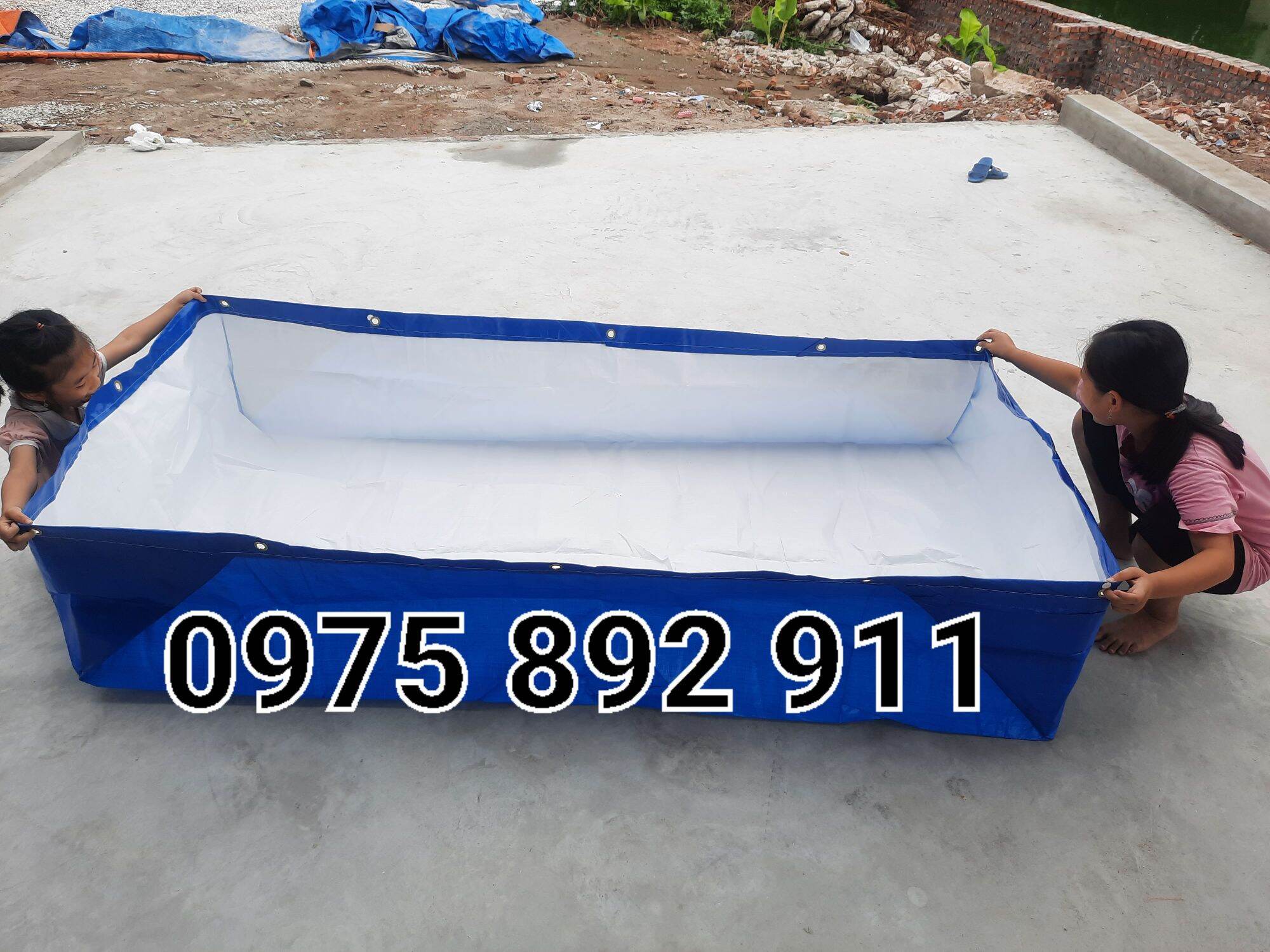 Bể bạt nuôi ốc ếch cá lươn, loại korea xanh trắng