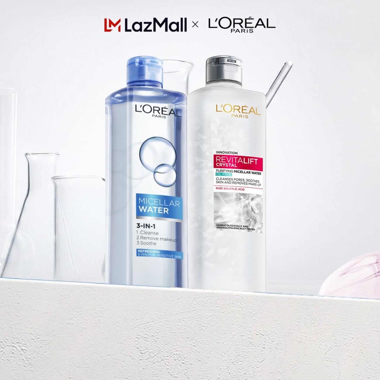 Bộ 2 nước tẩy trang tươi mát và kiềm dầu Micellar Water L'Oreal Paris
