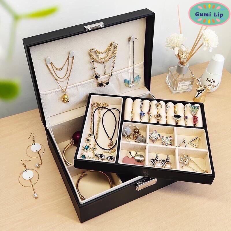 Hộp đựng trang sức bọc da PU - hộp đựng nữ trang cao cấp