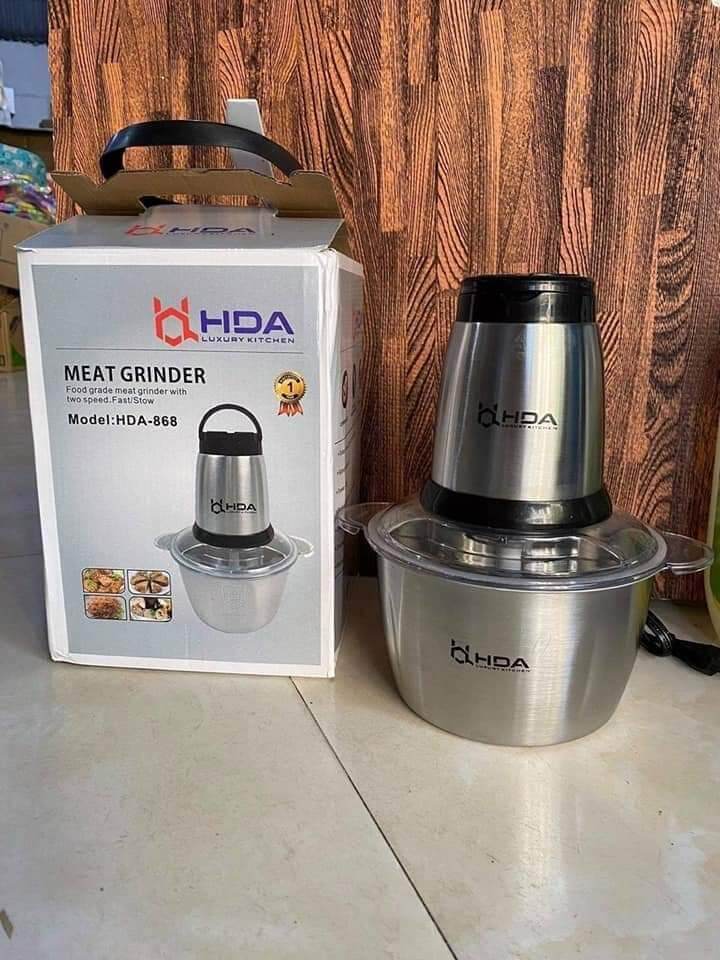 Máy xay đa năng thịt, cá, đá,...2 lít inox hiệu "hda"
