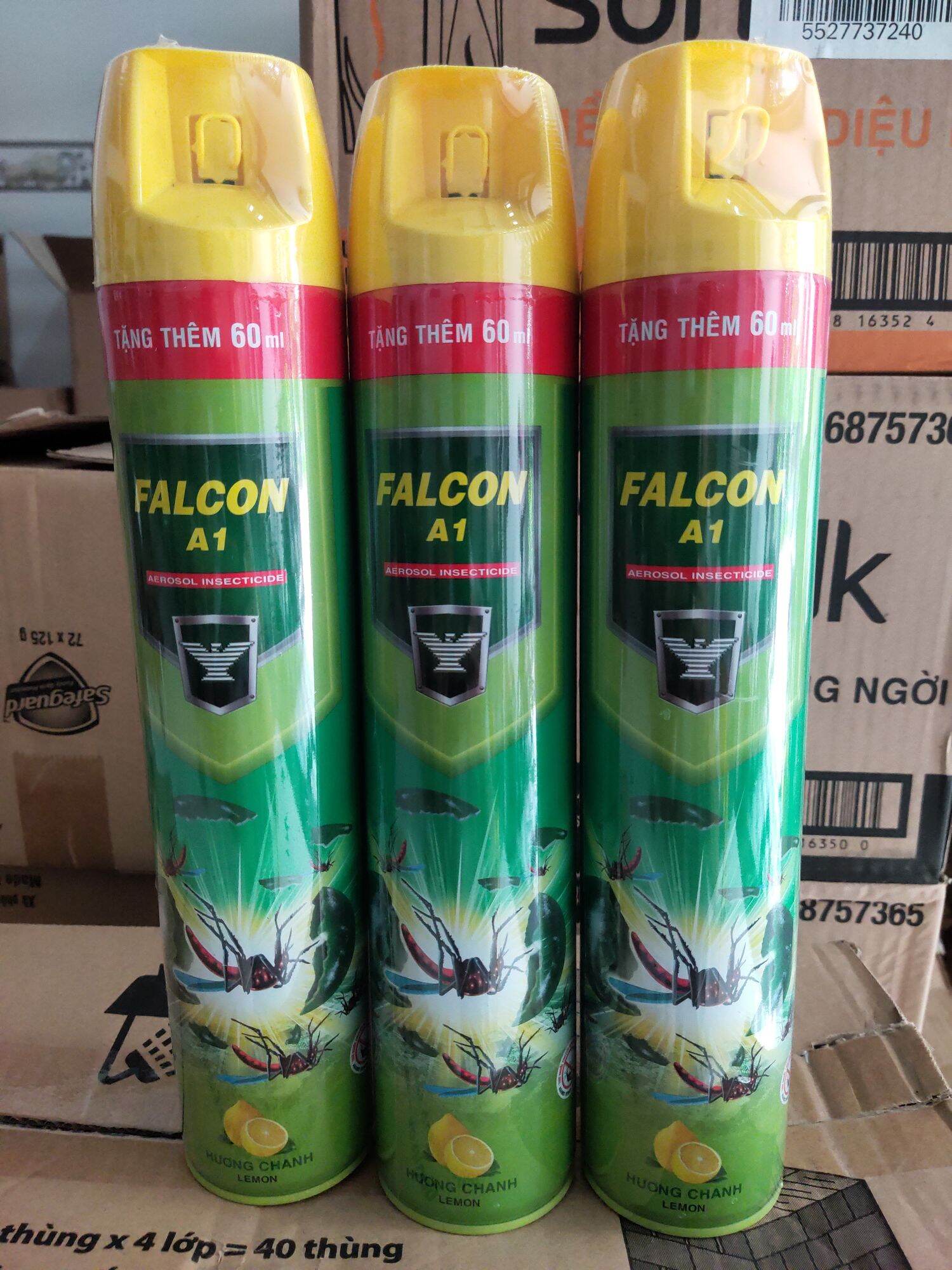 Bình xịt muỗi Falcon 600ml+60ml (hương chanh)
