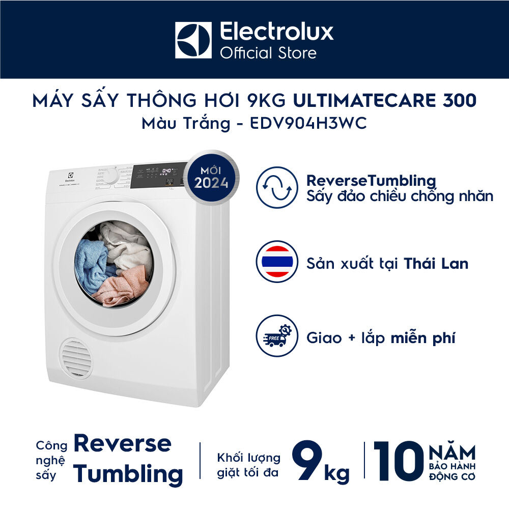 [MỚI] Máy sấy Electrolux 9kg UltimateCare 300 EDV904H3WC - Free Giao lắp