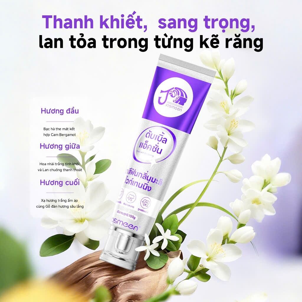 3 chai - Kem Đánh Răng - JASMEEN Làm Trắng Răng loại bỏ cao răng hôi miệng tẩy ố vàng -100g
