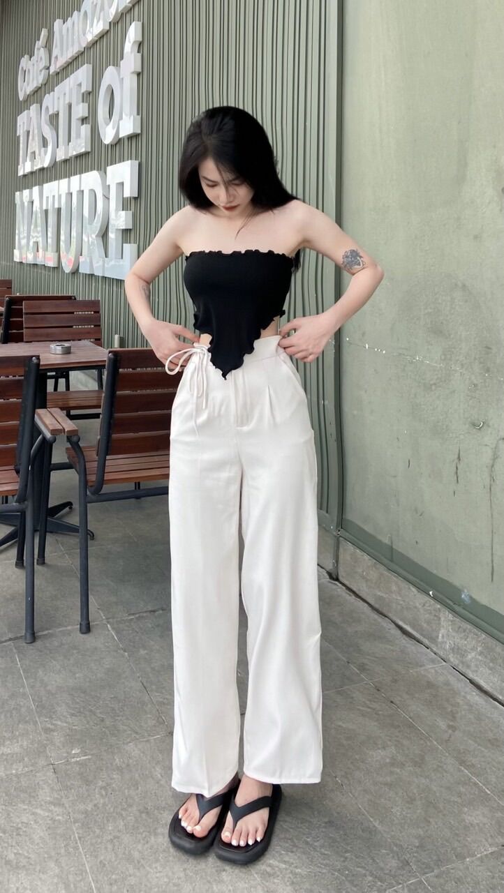 Áo ống nữ kiểu bèo tam giác có dây buộc sau lưng