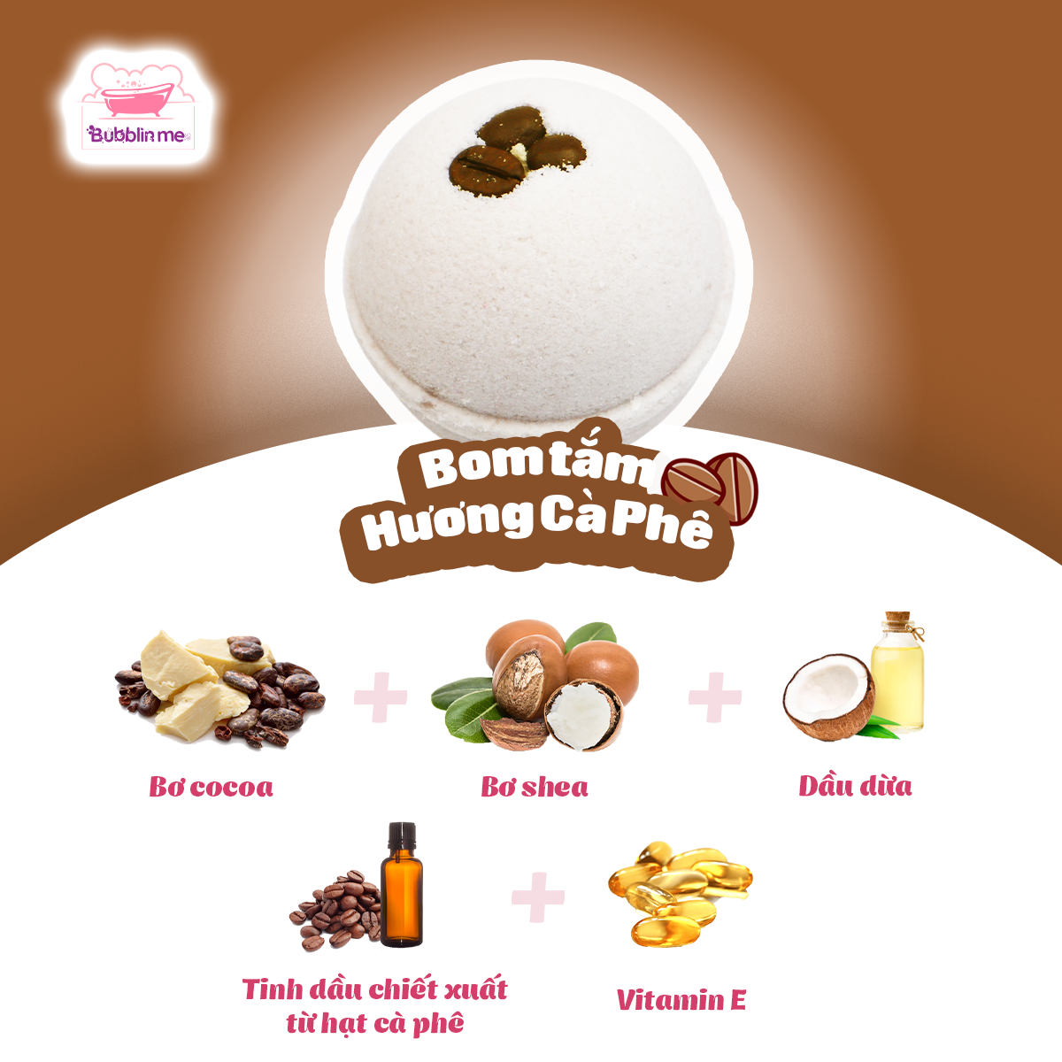 Bom tắm Coffee bath bomb Bubblin me