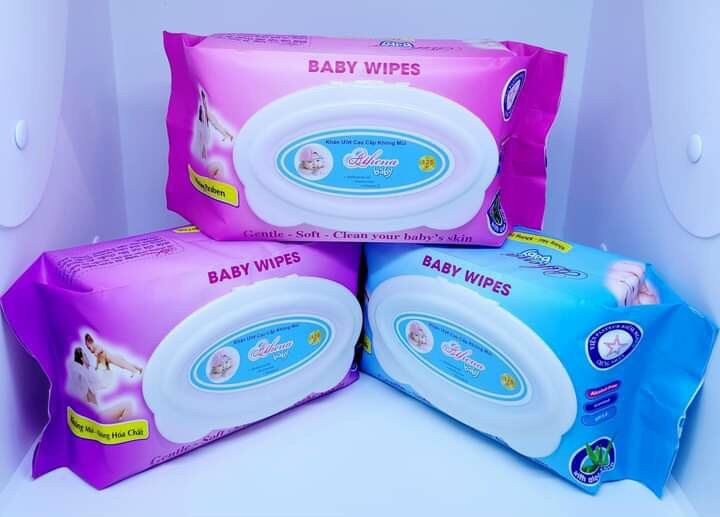 COMBO 10 GÓI  Khăn Ướt Baby Wipes Athena 125gr Khổ Giấy Lớn.