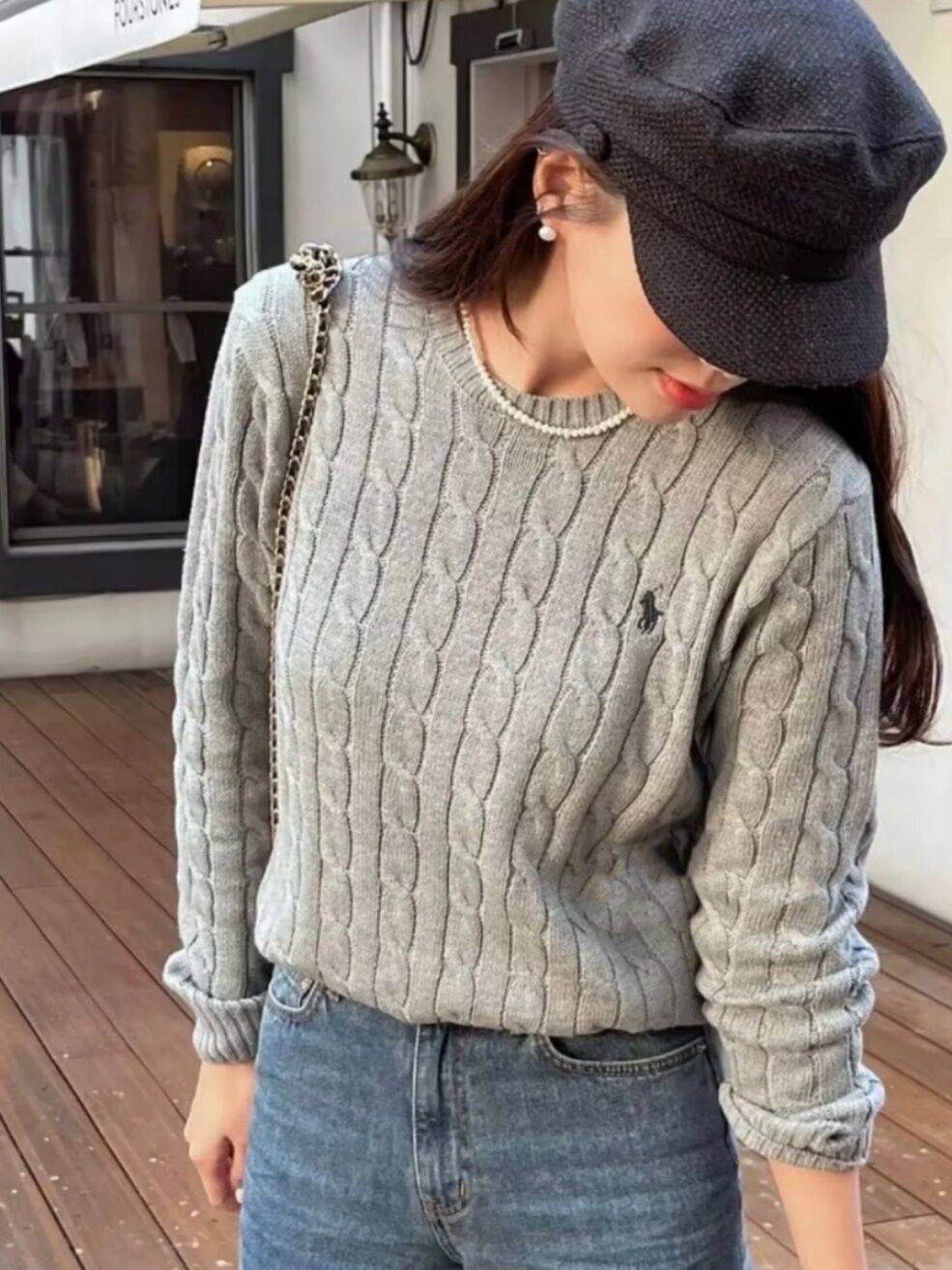 Áo Dệt Kim Lông Cừu Mẫu Dày Thu Đông Màu Đỏ Áo Len Mặc Trong Ngựa Con Thêu Cỡ Lớn Rộng Rãi Cổ Tròn C