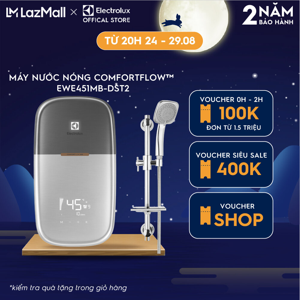 Máy nước nóng trực tiếp Electrolux ComfortFlow™ 800 - EWE451MB-DST2 - Nhiệt độ ổn định, thư giãn tối đa, màn hình cảm ứng, tiết kiệm nước, an toàn sử dụng