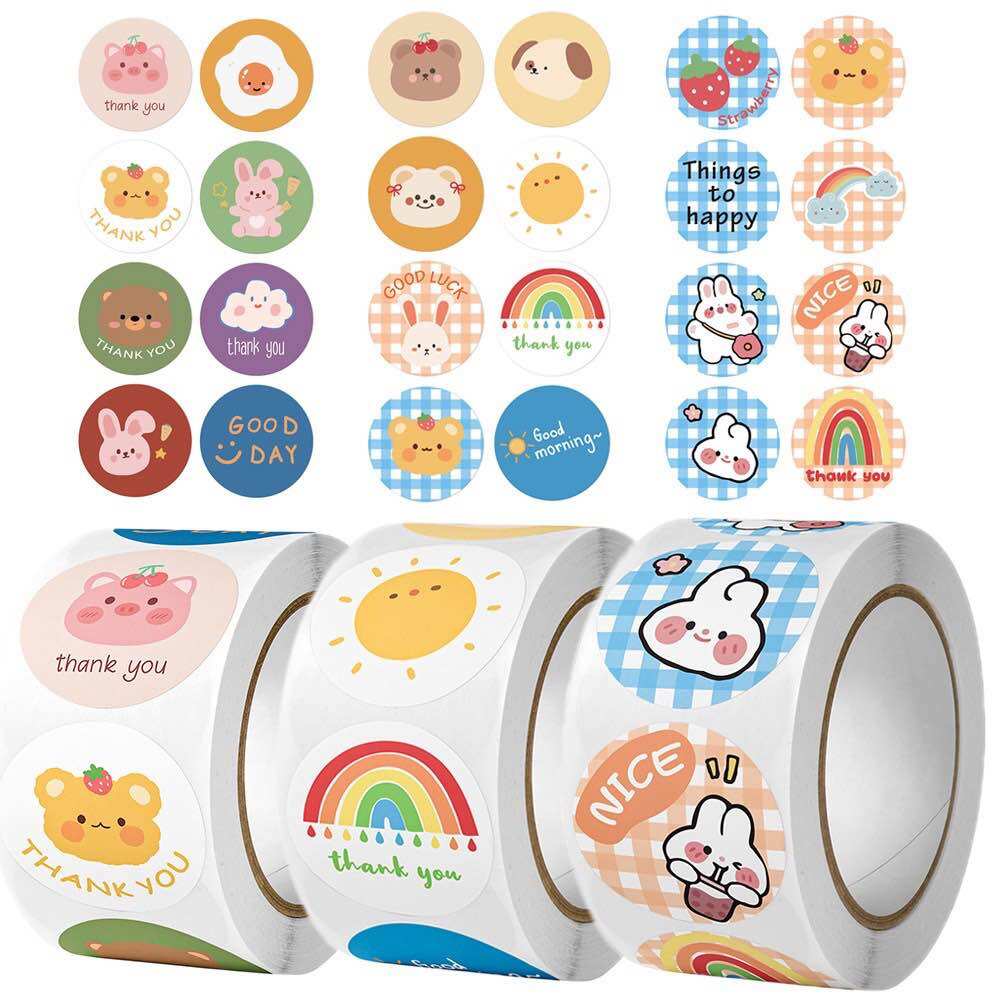 Cuộn 500 sticker nhiều mẫu giao ngẫu nhiên