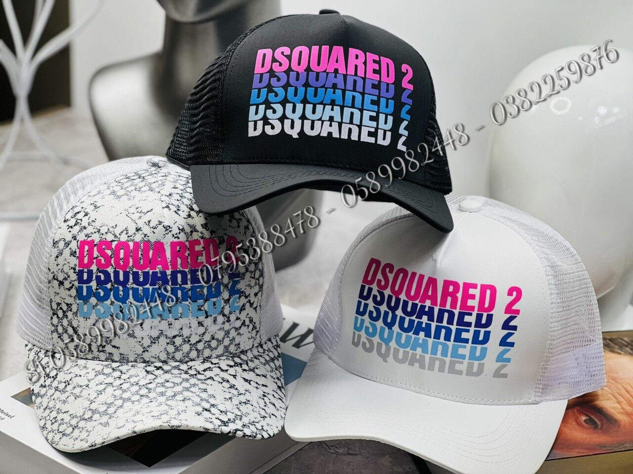 Nón Kết Phối Lưới In Chữ Màu Dsquared2 Thoáng Mát Thể Thao - Mũ Lưới Bóng Chày Nam Nữ