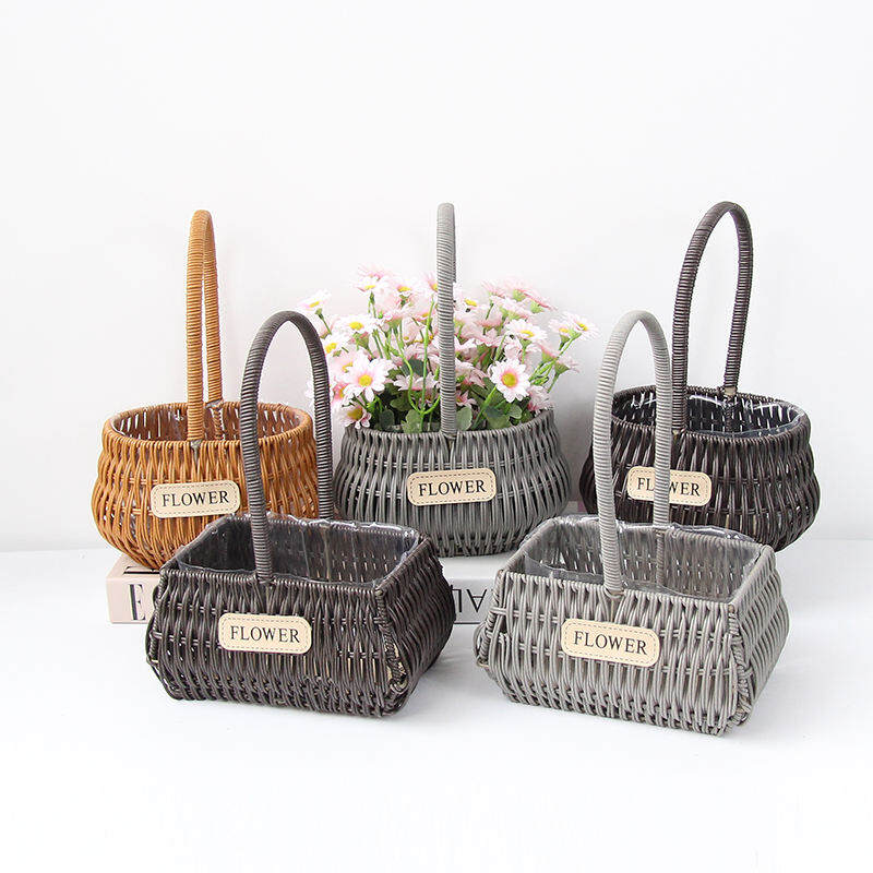 Giỏ Xách Đan Giả Mây Sáng Tạo Giỏ Hoa Cắm Hoa Giỏ Hoa Cắm Hoa Ngày Lễ Cửa Hàng Hoa Giỏ Trữ Đồ Trang Trí Nội Thất Hoa Quả Đồng Quê