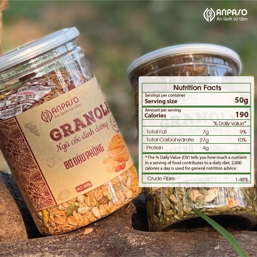 Granola Siêu Hạt Vị bơ đậu phụng  Anpaso 300g