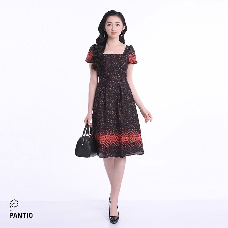 Pantio Đầm hoa nhí đỏ 2 lớp newtag size S