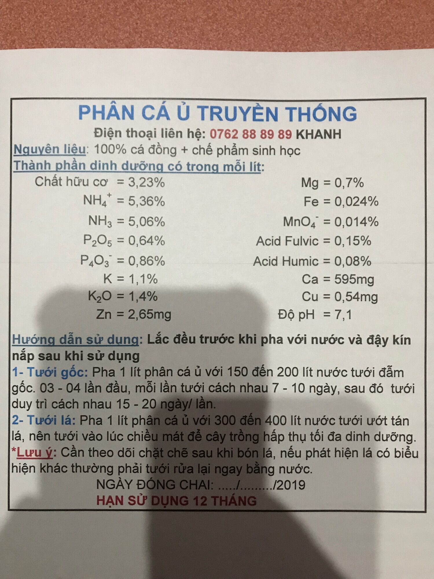 1 KG Phân Đạm Hữu Cơ - Đạm Cá Ủ Đậm Đặc