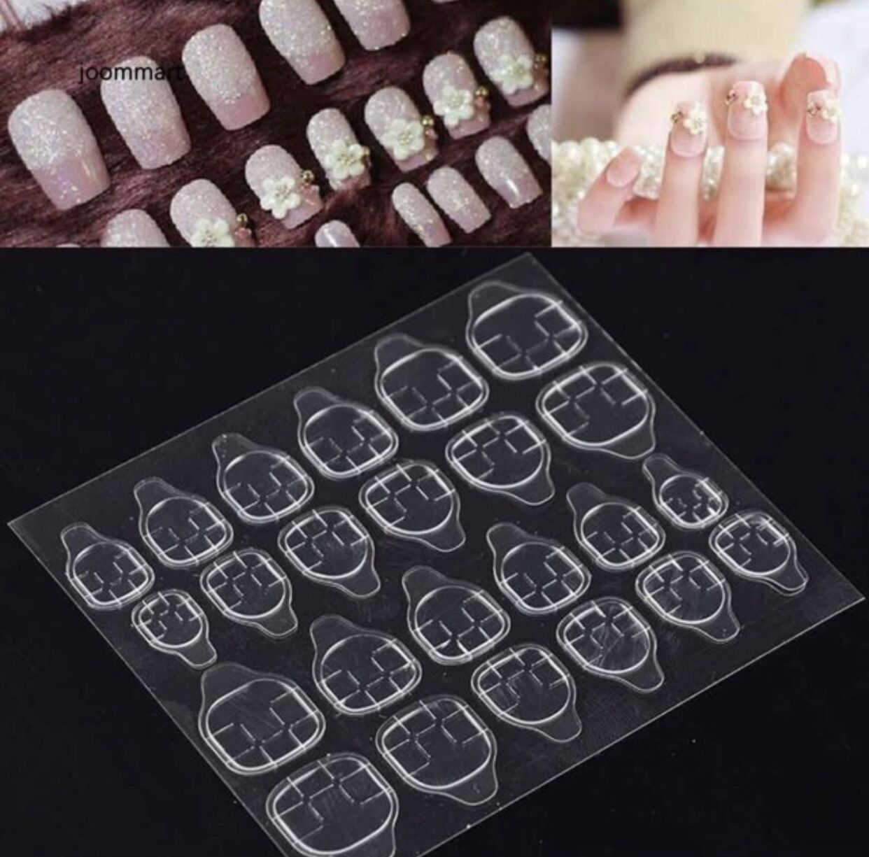 1 set 24 miếng keo dán móng giả 2 mặt chuyên dụng đủ size, không gây hại cho móng