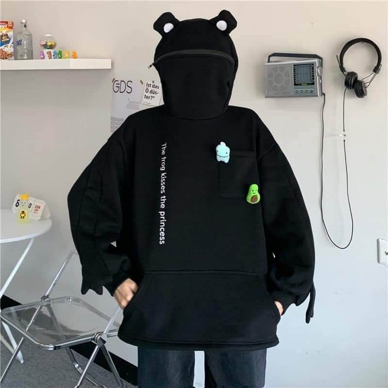 áo hoodie nỉ lông hình con ếch siêu cute
