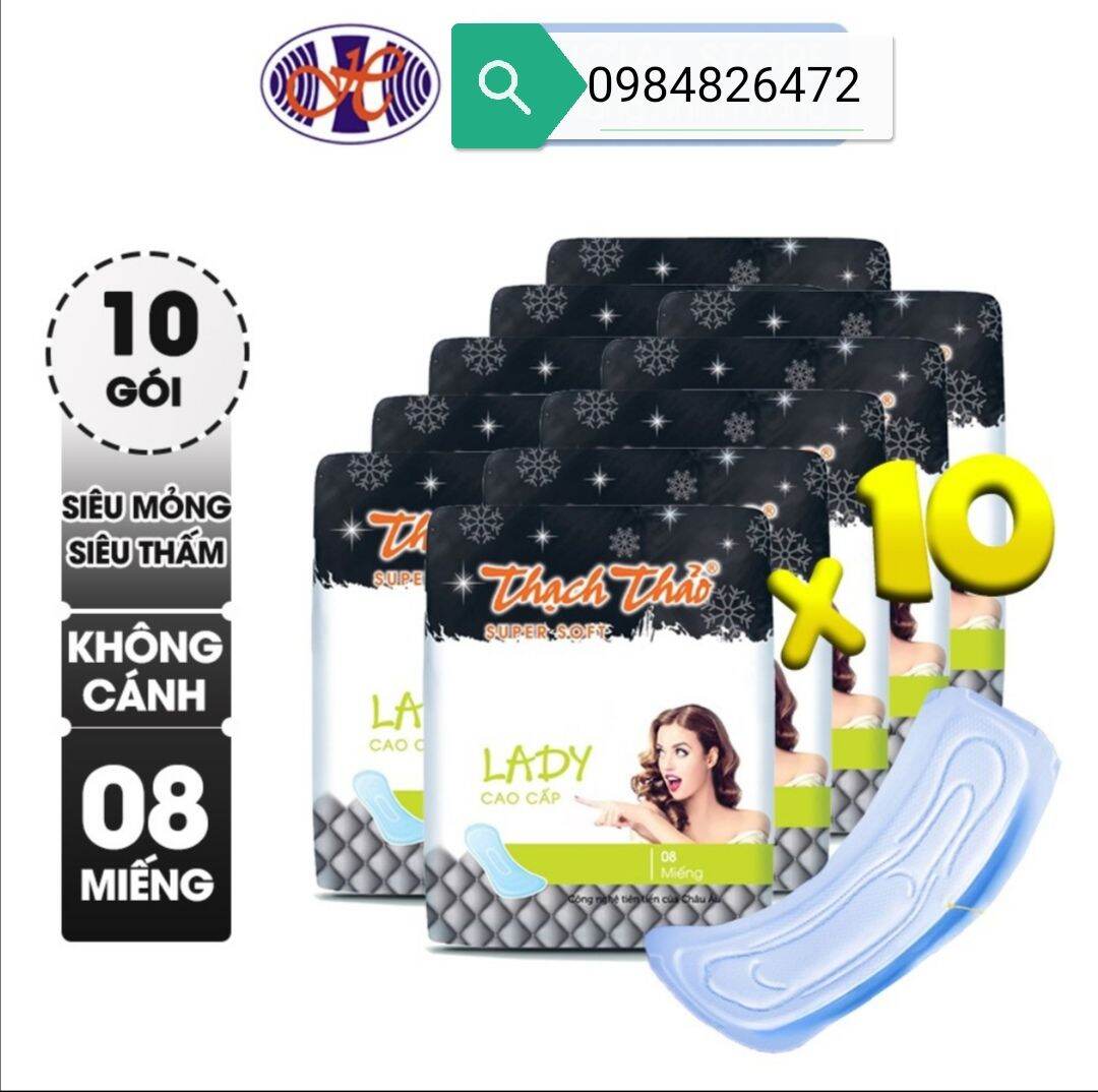 Bộ 10 gói băng vệ sinh không cánh thạch thảo lisa (1 gói 8 miếng)